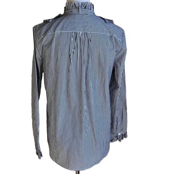 J. Crew striped pleated ruffle bib button down top sz 6 - Picture 5 of 6